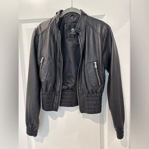 UNIQUISM NEW YORK REAL LEATHER CINCH WAIST JACKET